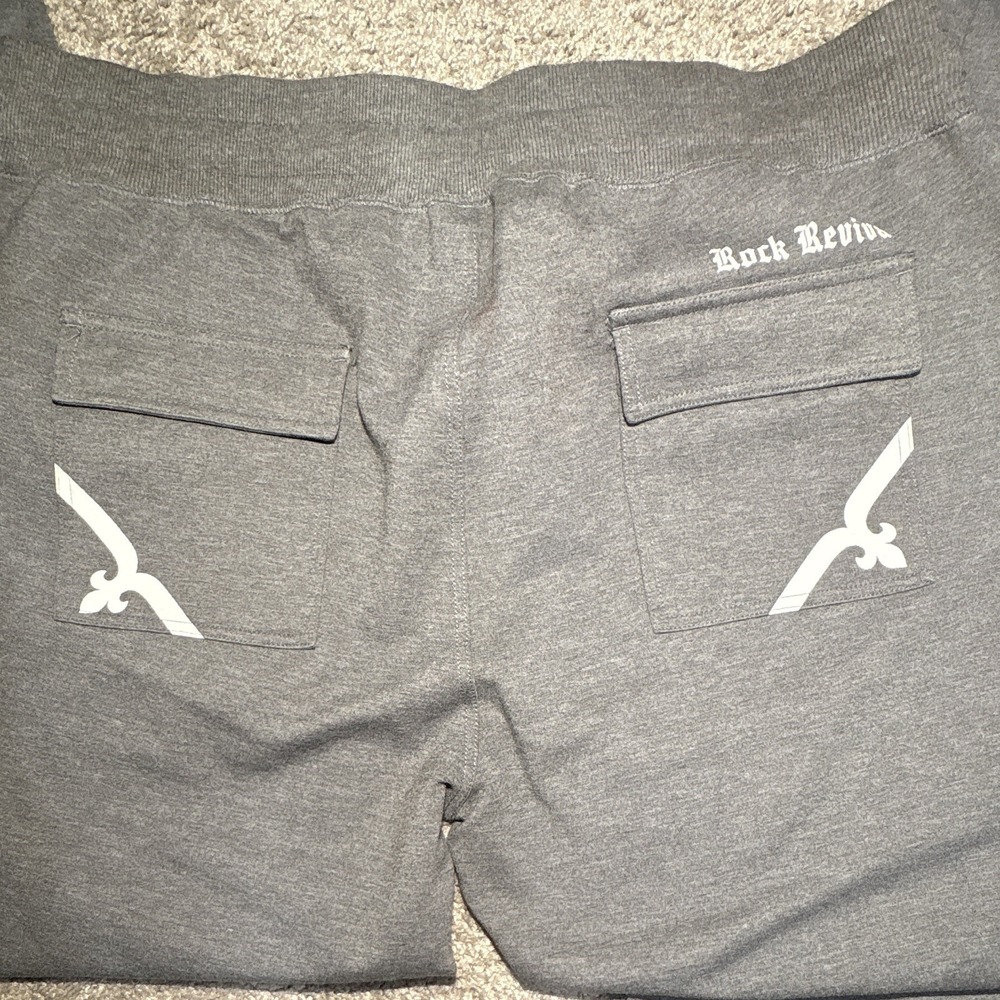 Rock Revival Men's 2XL Gray 2pc Zip Hoodie & Tapered Pants Set Pockets Logo - Picture 6 of 13